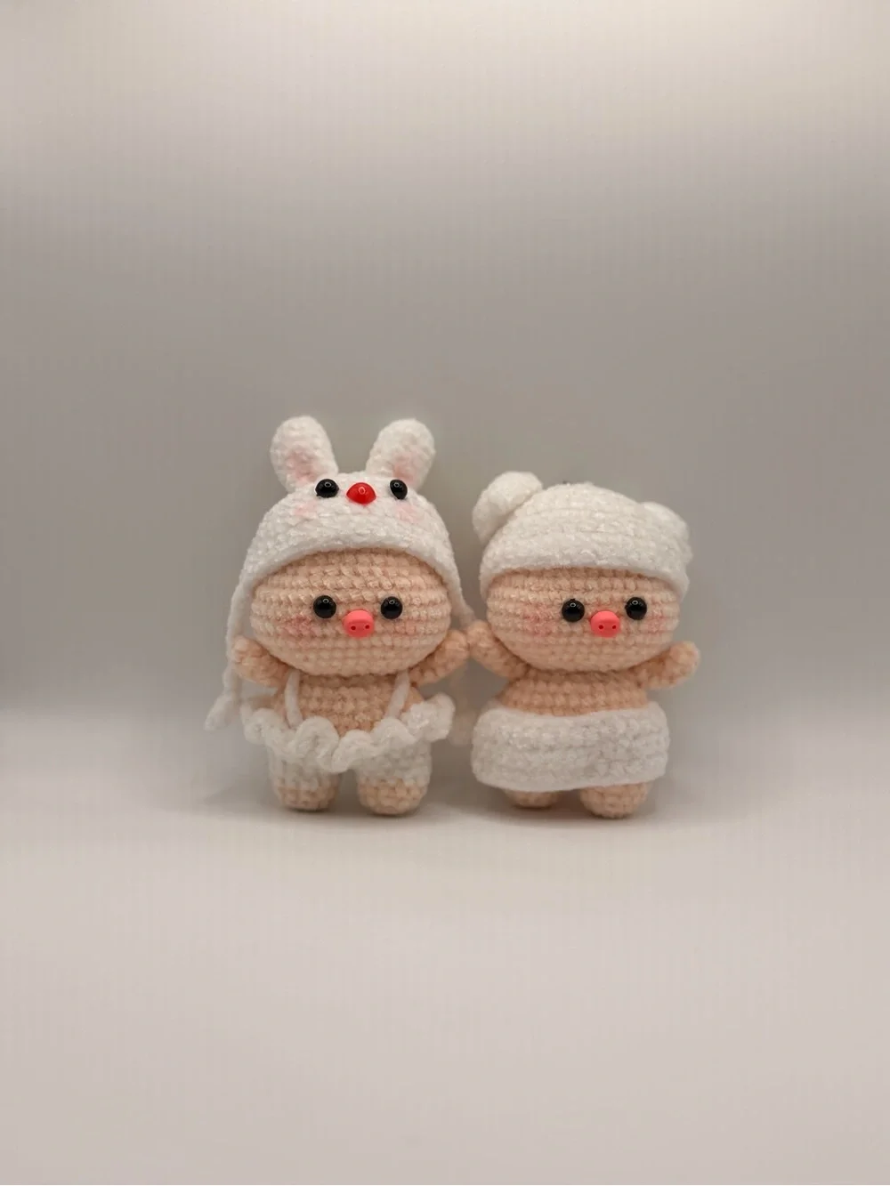 Handmade Plush Bunny Toy in Aqua and Caramel - Cute Crochet Small Pet Accessory